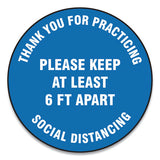 Accuform® Slip-gard Floor Signs, 12" Circle, "thank You For Practicing Social Distancing Please Keep At Least 6 Ft Apart", Blue, 25-pk freeshipping - TVN Wholesale 