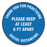Accuform® Slip-gard Floor Signs, 17" Circle, "thank You For Practicing Social Distancing Please Keep At Least 6 Ft Apart", Blue, 25-pk freeshipping - TVN Wholesale 