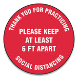 Accuform® Slip-gard Floor Signs, 12" Circle, "thank You For Practicing Social Distancing Please Keep At Least 6 Ft Apart", Red, 25-pack freeshipping - TVN Wholesale 
