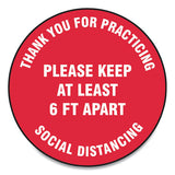 Accuform® Slip-gard Floor Signs, 17" Circle, "thank You For Practicing Social Distancing Please Keep At Least 6 Ft Apart", Red, 25-pack freeshipping - TVN Wholesale 