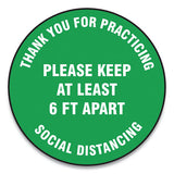 Accuform® Slip-gard Floor Signs, 12" Circle, "thank You For Practicing Social Distancing Please Keep At Least 6 Ft Apart", Green, 25-pk freeshipping - TVN Wholesale 