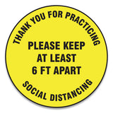 Accuform® Slip-gard Floor Signs, 17" Circle,"thank You For Practicing Social Distancing Please Keep At Least 6 Ft Apart", Yellow, 25-pk freeshipping - TVN Wholesale 