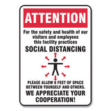 Accuform® Social Distance Signs, Wall, 7 X 10, Visitors And Employees Distancing, Humans-arrows, Red-white, 10-pack freeshipping - TVN Wholesale 