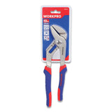 Workpro® Groove Joint Pliers, 10" Long, Ni-fe-coated Drop-forged Carbon Steel, Blue-red Soft-grip Handle freeshipping - TVN Wholesale 