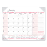 Recycled Monthly Desk Pad Calendar, Breast Cancer Awareness Artwork, 18.5 X 13, Black Binding-corners,12-month(jan-dec): 2022