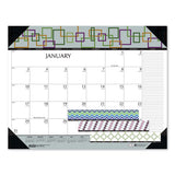 Recycled Desk Pad Calendar, Geometric Artwork, 22 X 17, White Sheets, Black Binding-corners,12-month (jan To Dec): 2022