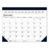 Recycled Two-color Perforated Monthly Desk Pad Calendar, 18.5 X 13, Blue Binding-corners, 12-month (jan-dec): 2022