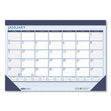 Recycled Contempo Desk Pad Calendar, 18.5 X 13, White-blue Sheets, Black Binding, Black Corners, 12-month (jan To Dec): 2022