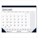 Recycled Two-color Monthly Desk Pad Calendar With Notes Section, 18.5 X 13, Blue Binding-corners, 12-month (jan-dec): 2022