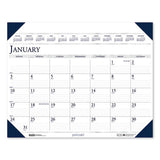 Executive Monthly Desk Pad Calendar, 24 X 19, White-blue Sheets, Blue Corners, 12-month (jan To Dec): 2022