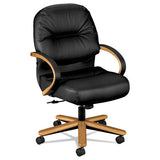 HON® Pillow-soft 2190 Managerial Mid-back Chair, Supports 300 Lb, 16.75" To 21.25" Seat Height, Black Seat-back, Mahogany Base freeshipping - TVN Wholesale 