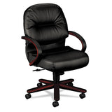 HON® Pillow-soft 2190 Managerial Mid-back Chair, Supports 250 Lb, 16.75" To 21.25" Seat Height, Burgundy Seat-back, Mahogany Base freeshipping - TVN Wholesale 