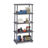 Iceberg Rough N Ready Open Storage System, Five-shelf, Blow-molded Hdpe, 36 X 18 X 74, Platinum freeshipping - TVN Wholesale 