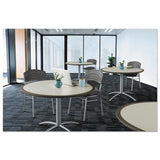 Iceberg Iland Table, Cafe-height, Round Top, Contoured Edges, 36" Dia X 29"h, Mahogany-black freeshipping - TVN Wholesale 