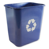 Impact® Soft-sided Recycle Logo Plastic Wastebasket, Rectangular, 28 Qt, Polyethylene, Blue freeshipping - TVN Wholesale 