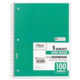 Mead® Spiral Notebook, 3-hole Punched, 1 Subject, Wide-legal Rule, Randomly Assorted Covers, 10.5 X 7.5, 100 Sheets freeshipping - TVN Wholesale 