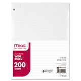 Mead® Filler Paper, 3-hole, 8 X 10.5, Wide-legal Rule, 200-pack freeshipping - TVN Wholesale 