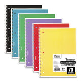 Spiral Notebook, 1 Subject, Medium-college Rule, Assorted Covers, 10.5 X 8, 70 Sheets, 6-pack