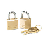 Master Lock® Three-pin Brass Tumbler Locks, 3-4" Wide, 2 Locks And 2 Keys, 2-pack freeshipping - TVN Wholesale 