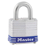 Master Lock® Four-pin Tumbler Laminated Steel Lock, 2" Wide, Silver-blue, Two Keys freeshipping - TVN Wholesale 