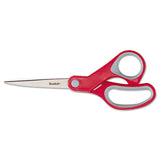 Scotch® Multi-purpose Scissors, 8" Long, 3.38" Cut Length, Gray-red Straight Handle freeshipping - TVN Wholesale 