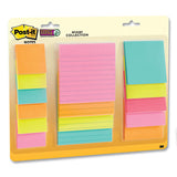 Post-it® Notes Super Sticky Pads In Supernova Neon Colors, Lined, Assorted Sizes: 2 X 2, 3 X 3, 4 X 4, 45 Sheets-pad, 15 Pads-pack freeshipping - TVN Wholesale 