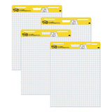 Vertical-orientation Self-stick Easel Pad Value Pack, Quadrille Rule (1 Sq-in), 30 White 25 X 30 Sheets, 4-carton