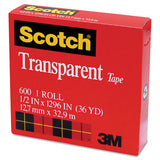 Scotch® Transparent Tape, 1" Core, 0.5" X 36 Yds, Transparent freeshipping - TVN Wholesale 