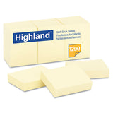 Highland™ Self-stick Notes, 1.38 X 1.88, Yellow, 100 Notes-pad, 12 Pads-pack freeshipping - TVN Wholesale 