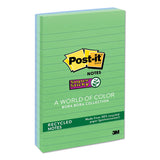 Post-it® Notes Super Sticky Recycled Notes In Oasis Colors, Lined, 4 X 6, 90 Sheets-pad, 3 Pads-pack freeshipping - TVN Wholesale 