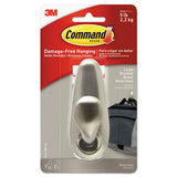 Command™ Adhesive Mount Metal Hook, Medium, Brushed Nickel Finish, 1 Hook And 2 Strips-pack freeshipping - TVN Wholesale 