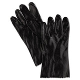 MCR™ Safety Single Dipped Pvc Gloves, Rough, Interlock Lined, 12" Long, Large, Bk, 12 Pair freeshipping - TVN Wholesale 
