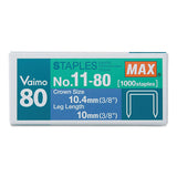 MAX Vaimo 11 Staples, 0.38" Leg, 0.5" Crown, Steel, 1,000-box freeshipping - TVN Wholesale 