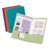Two-pocket Laminated Folder, 100-sheet Capacity, 11 X 8.5, Metallic Green, 25-box