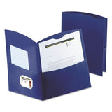 Contour Two-pocket Recycled Paper Folder, 100-sheet Capacity, 11 X 8.5, Dark Blue, 25-box