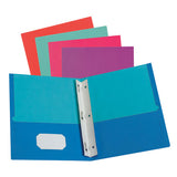 Twisted Twin Smooth Pocket Folder W-fasteners, 100-sheet Capacity, 11 X 8.5, Assorted Solid Colors, 10-pack