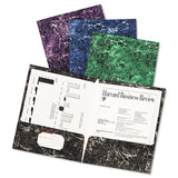 Marble Design Laminated High Gloss Twin Pocket Folder, 11 X 8.5, Marble, Emerald Green, 25-box