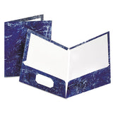 Oxford™ Marble Design Laminated High Gloss Twin Pocket Folder, 11 X 8.5, Marble, Navy, 25-box freeshipping - TVN Wholesale 