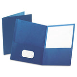 Oxford™ Twin-pocket Folder, Embossed Leather Grain Paper, 0.5" Capacity, 11 X 8.5, Blue, 25-box freeshipping - TVN Wholesale 