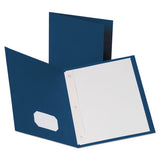 Oxford™ Leatherette Two Pocket Portfolio With Fasteners, 8.5 X 11, Blue-blue, 10-pack freeshipping - TVN Wholesale 