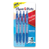 Profile Ballpoint Pen, Retractable, Medium 1 Mm, Blue Ink, Translucent Blue Barrel, 4-pack