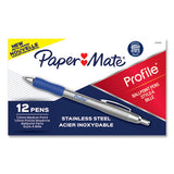 Paper Mate® Profile Metal Ballpoint Pen, Retractable, Medium 1 Mm, Blue Ink, Silver Barrel, Dozen freeshipping - TVN Wholesale 