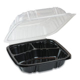 Pactiv Evergreen Earthchoice Dual Color Hinged-lid Takeout Container, 3-compartment, 21 Oz, 8.5 X 8.5 X 3, Black-clear, 150-carton freeshipping - TVN Wholesale 