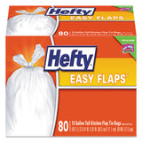 Hefty® Easy Flaps Trash Bags, 13 Gal, 0.8 Mil, 23.75" X 28", White, 80-box freeshipping - TVN Wholesale 