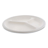 Earthchoice Compostable Fiber-blend Bagasse Dinnerware, 3-compartment Plate, 10