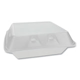 Smartlock Vented Foam Hinged Lid Containers, 3-compartment, 9 X 9.25 X 3.25, White, 150-carton