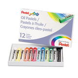 Pentel® Oil Pastel Set With Carrying Case, 12 Assorted Colors, 0.38" Dia X 2.38", 12-set freeshipping - TVN Wholesale 