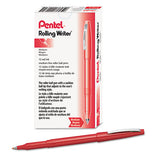 Pentel® Rolling Writer Roller Ball Pen, Stick, Medium 0.8 Mm, Red Ink, Red Barrel, Dozen freeshipping - TVN Wholesale 