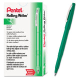 Pentel® Rolling Writer Roller Ball Pen, Stick, Medium 0.8 Mm, Green Ink, Green Barrel, Dozen freeshipping - TVN Wholesale 