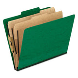 Six-section Colored Classification Folders, 2 Dividers, Letter Size, Green, 10-box